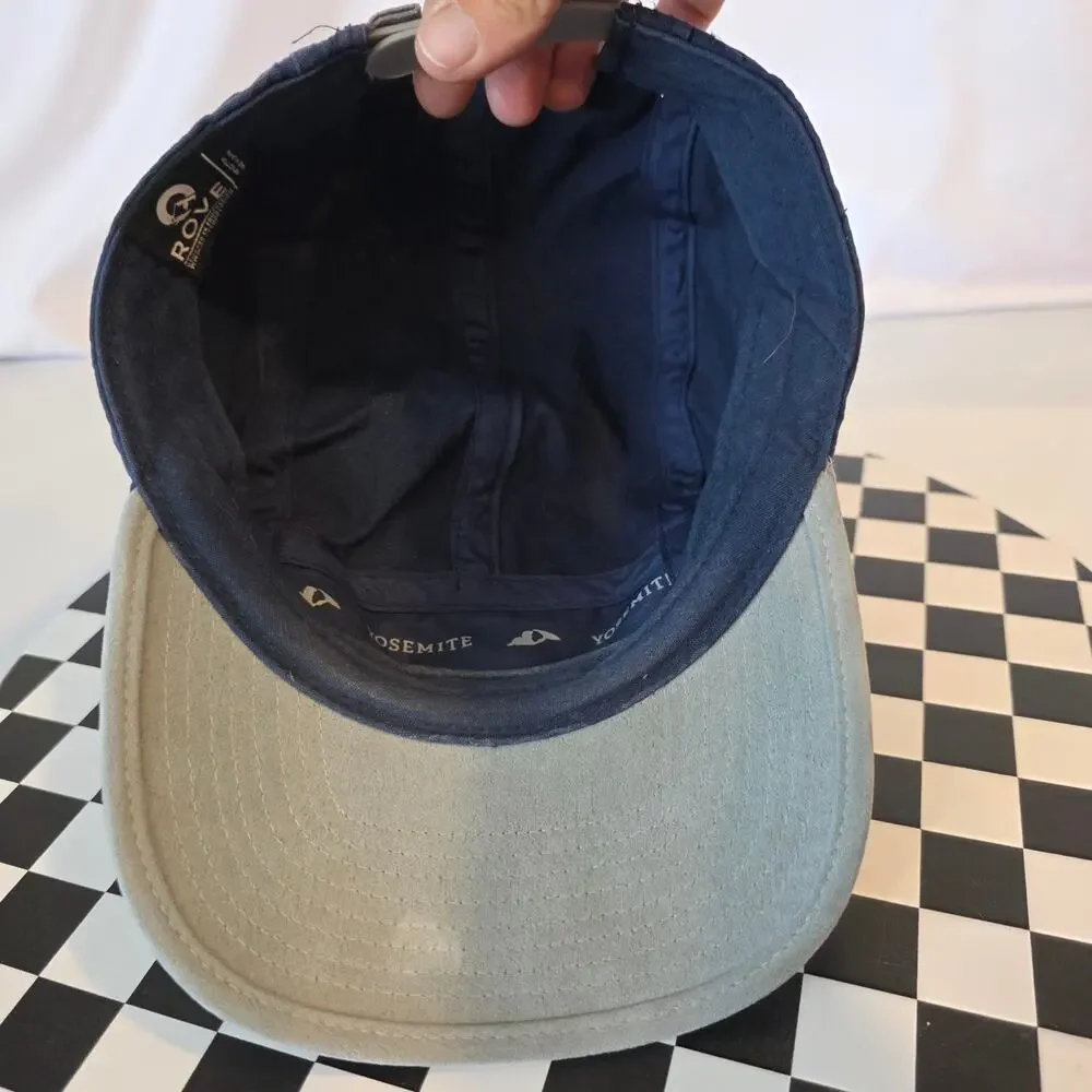 Rove Supply Yosemite 5 Panel Camper Hat Navy Blue Gray Strapback